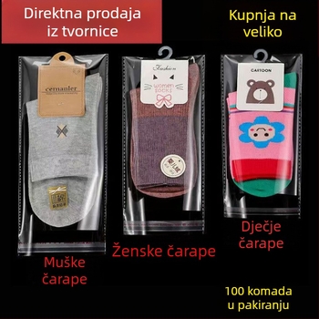 Torbe za čarape, prozirne OPP samoljepive vrećice s rupom za kačenje