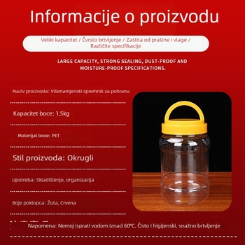 PET plastična boca za hranu, prozirna, s poklopcem, višenamjenska – Quanfa Plastic Industry