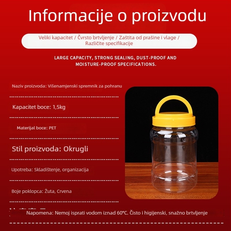 PET plastična boca za hranu, prozirna, s poklopcem, višenamjenska – Quanfa Plastic Industry