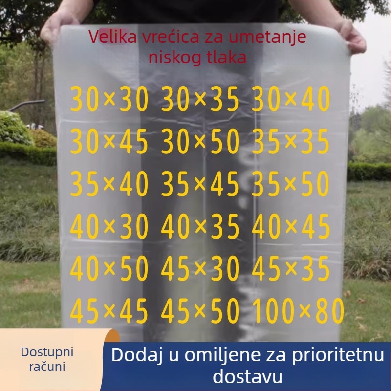 PE velika plosnata vrećica od PE s rubom za umetanje, plastična vrećica otporna na vlagu i prašinu, prozirna unutarnja folija za kartonsku oblogu