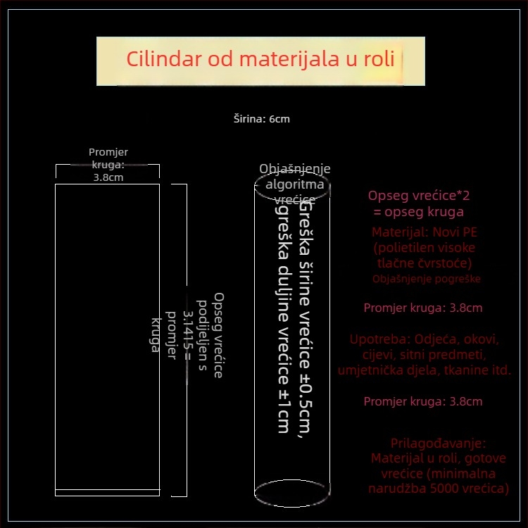 Duga PE cijev za pakiranje – proziran cilindar od filma za industrijsko pakiranje