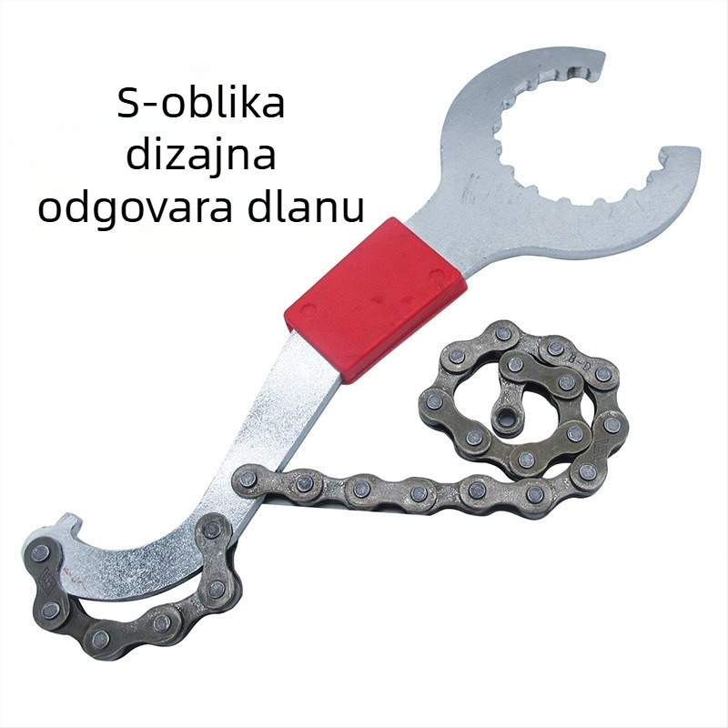 Trostruki alat za donji ležaj bicikla — integrirani ključ, fiksator za zupčanik i alat s kukom za rep, čelik, marka QT