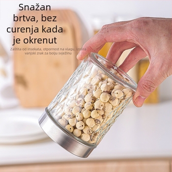 Staklena hermetička posuda za kuhinju – okrugla, 501–800 ml, za žitarice i čaj