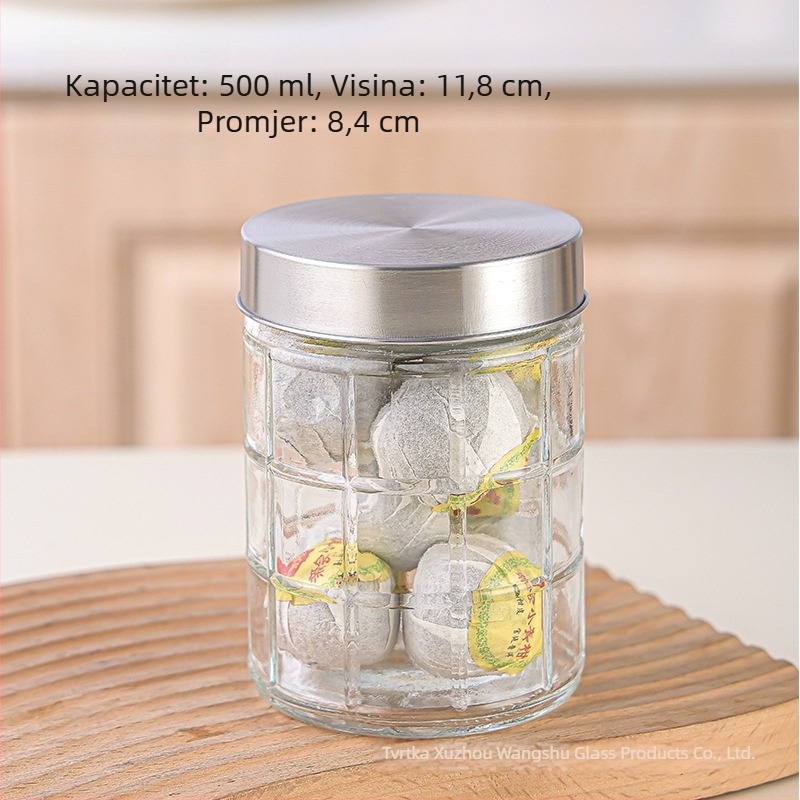 Staklena hermetička posuda za kuhinju – okrugla, 501–800 ml, za žitarice i čaj