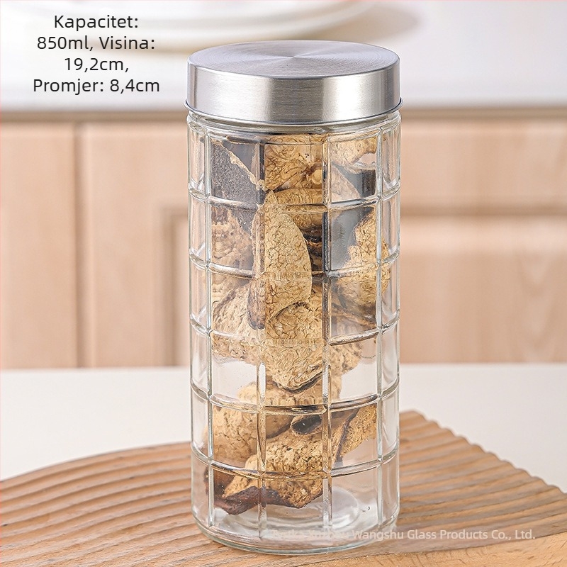 Staklena hermetička posuda za kuhinju – okrugla, 501–800 ml, za žitarice i čaj
