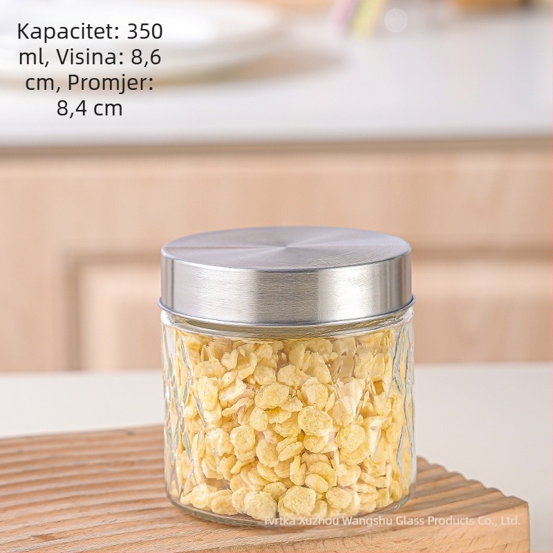 Staklena hermetička posuda za kuhinju – okrugla, 501–800 ml, za žitarice i čaj