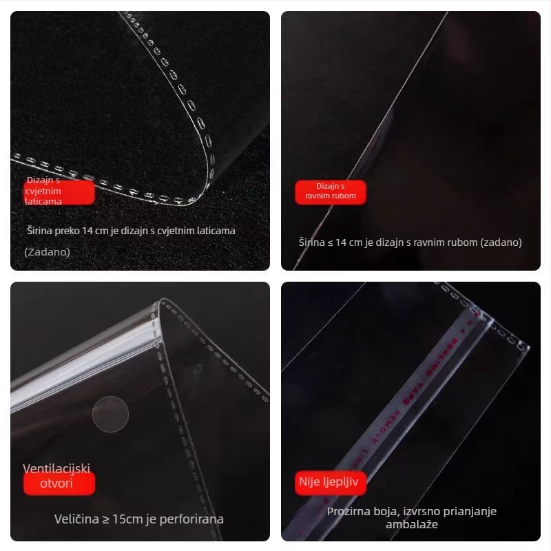 OPP samoljepljive plastične vrećice za pakiranje, širine 20 cm, otporne na vlagu, 100% novi materijal