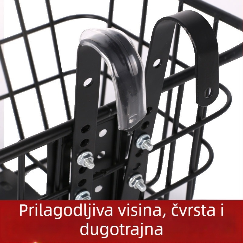 Košarica za bicikl za prednju okvir, od nehrđajućeg čelika, podesiva, viseće tip s brzo odvojivim kukama, model 544