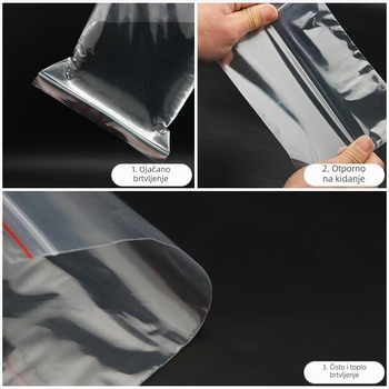 Prozirna Ziplock vrećica za pakiranje hrane, duljina zatvaranja 5–20 cm, pakiranje grickalica i sušenog voća