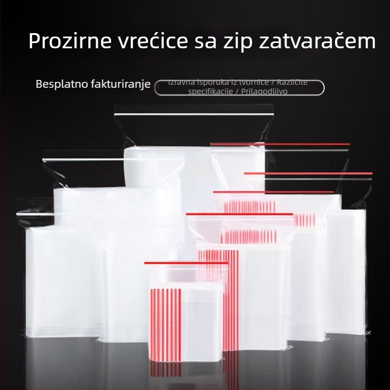 Prozirna Ziplock vrećica za pakiranje hrane, duljina zatvaranja 5–20 cm, pakiranje grickalica i sušenog voća