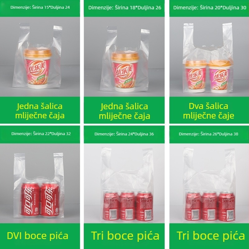 Vest-tip prozirna plastična vrećica, jednokratna, za dostavu i opću upotrebu, ambalaža za poklon, nakit i kozmetiku