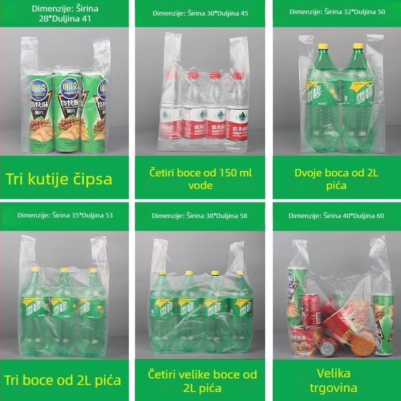 Vest-tip prozirna plastična vrećica, jednokratna, za dostavu i opću upotrebu, ambalaža za poklon, nakit i kozmetiku