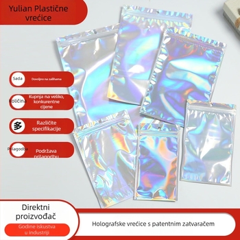 Laser vrećica za kost s automatskim zatvaranjem, prozirna 15 mm, irizirajuća Yin-Yang zip-lock vrećica, plastična ambalaža