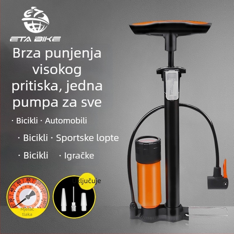 Pumpa za zrak visokog tlaka za bicikle i motocikle — kućište od aluminija + ABS; marka ETA; licencirana privatna etiketa dostupna