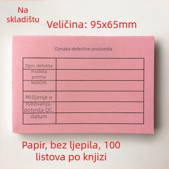 Kartica za identifikaciju proizvoda – pravokutna kartica od pisaćeg papira, strojno ispisivanje, debljina 0,008, model 95X65, za pisanje olovkom