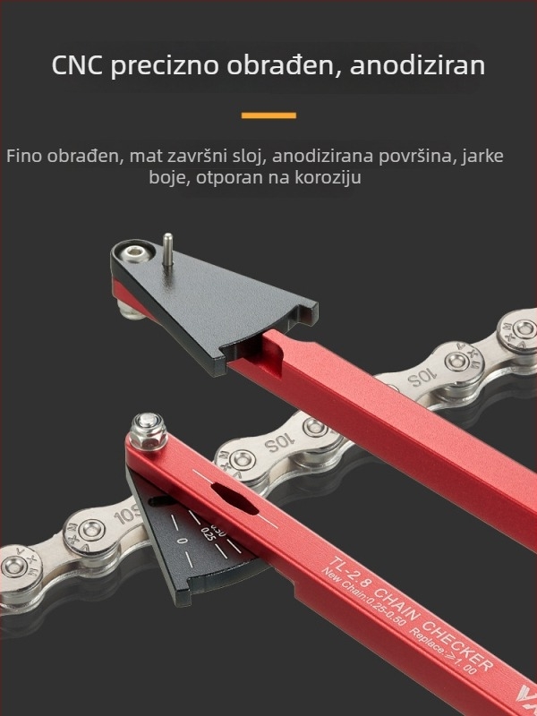 Mjerac habanja lanaca bicikla, aluminijska legura, marka VXM, prilagodljiva obrada, licencirana privatna oznaka
