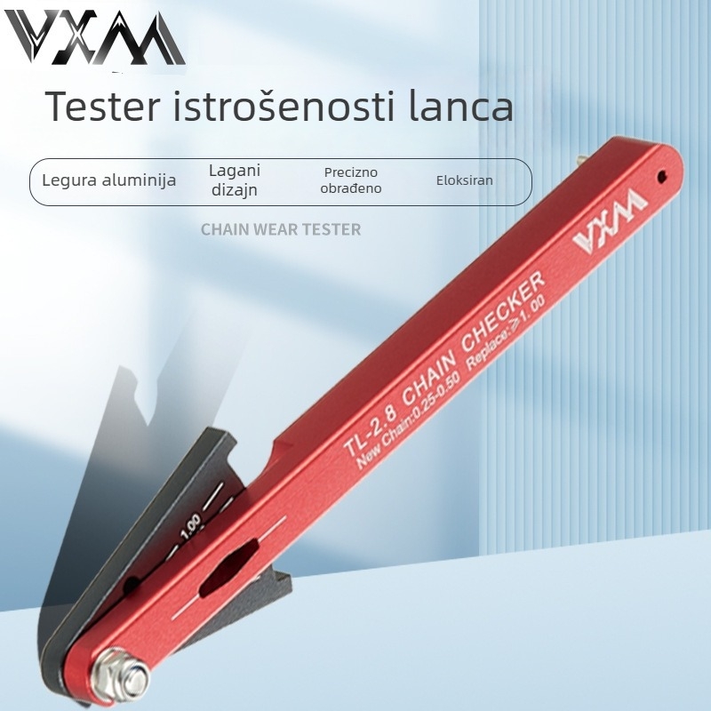 Mjerac habanja lanaca bicikla, aluminijska legura, marka VXM, prilagodljiva obrada, licencirana privatna oznaka