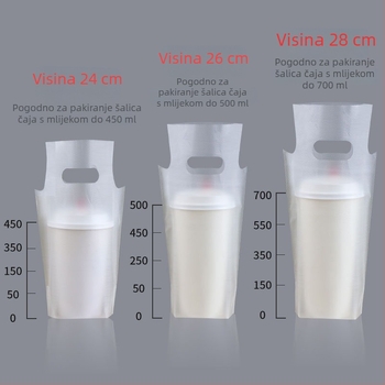 Prozirna jednokratna vrećica za pakiranje čaja s mlijekom, za jednu ili dvije čaše, plastična vrećica za napitke