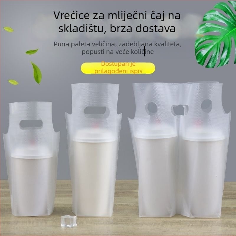 Prozirna jednokratna vrećica za pakiranje čaja s mlijekom, za jednu ili dvije čaše, plastična vrećica za napitke