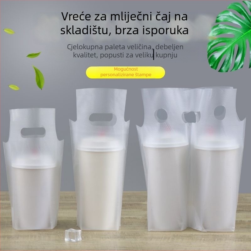 Prozirna jednokratna vrećica za pakiranje čaja s mlijekom, za jednu ili dvije čaše, plastična vrećica za napitke