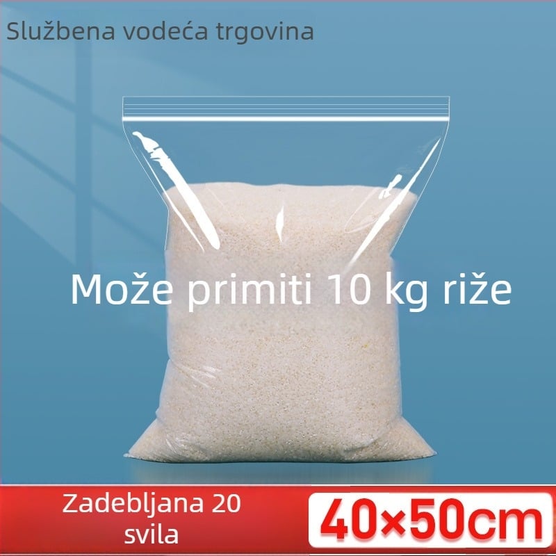 Prozirna velika debela vrećica za samouzavaranje, 20 mil, za skladištenje 10 kg riže i sušenih proizvoda poput sušenog bambusa i čaja