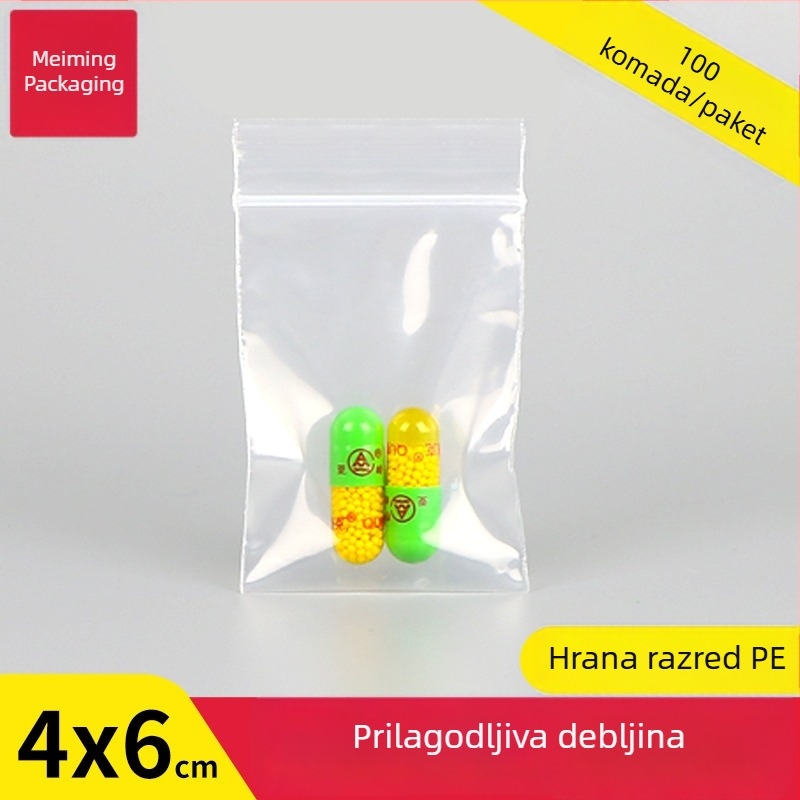 Prozirne PE zip vrećice, 4×6 cm, samouzatvarajuće, za pakiranje i skladištenje