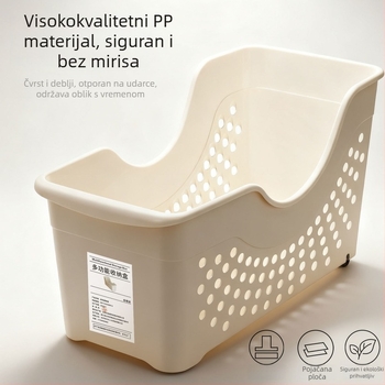Organizator kuhinjskih posuda i poklopaca s kotačićem za ormar ispod sudopera (PP, pokretan, bez montaže, unutar ormara, moderno minimalistički stil)