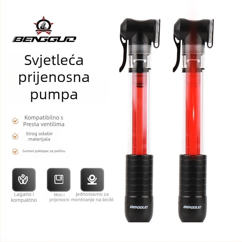 Ručna pumpa za bicikl s osvjetljenjem i prozirnim tijelom (BG-1687)