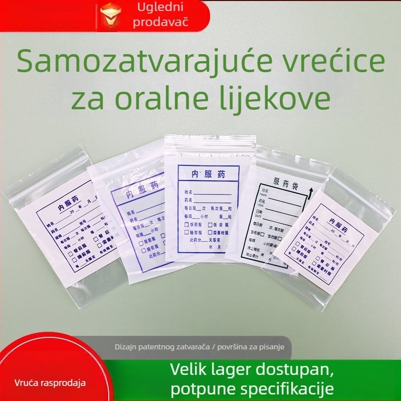 Jednokratne male vrećice za lijekove za kapsule, PE zatvorene vrećice s mogućnošću zapisivanja