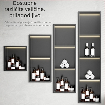 304 nehrđajući čelik – ugrađena niša za kupaonicu, 4 razine, završna obrada pećnim lakom, nosivost 20 kg, Defens