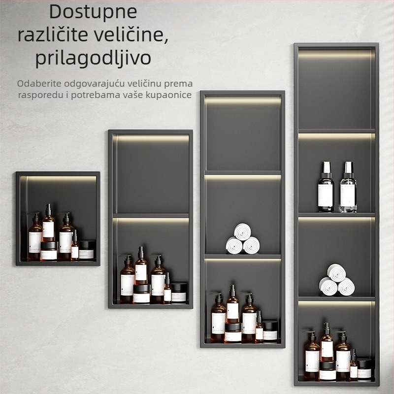 304 nehrđajući čelik – ugrađena niša za kupaonicu, 4 razine, završna obrada pećnim lakom, nosivost 20 kg, Defens
