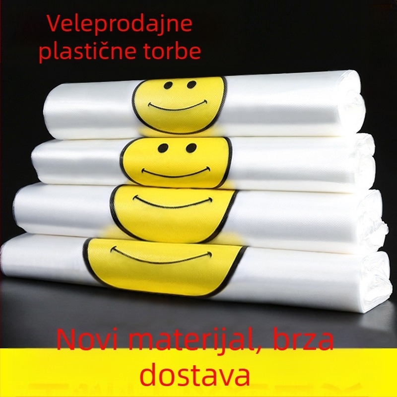 Prozirna debela plastična vrećica za pakiranje hrane za dostavu, crvena torba u stilu veste, udobna ručna torba