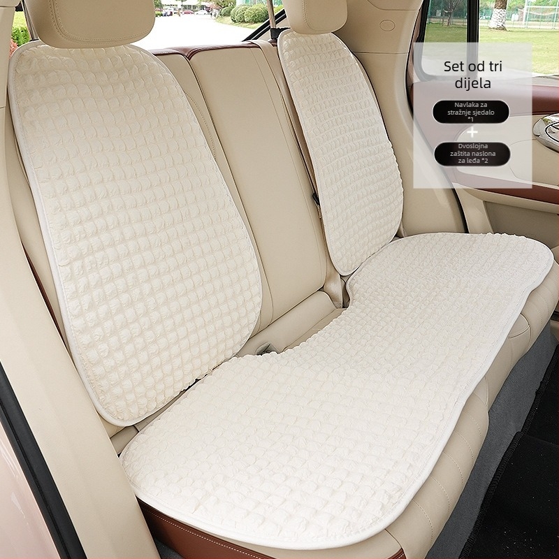 Auto jastučnica za sjedalo, univerzalna za četiri sezone, mekana površina, punjenje od sintetičkih vlakana, navlaka za stražnje sjedalo, u jednoj komadu