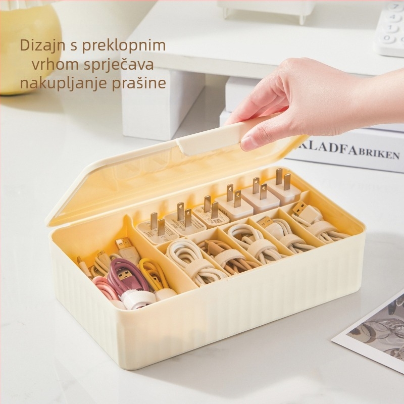 Kutija za kozmetiku za stolno korištenje s poklopcem, otporna na prašinu, s pregradama, može se slagati, PP plastika