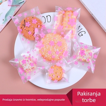Samoljepljiva vrećica za kekse s mat završetkom cvijeta trešnje, plastični materijal, prehrambena ambalaža