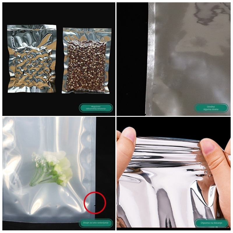 Aluminizirana Yin-Yang vaku vrećica za hranu, deblja sjajna prozirna aluminijska folija — očuvanje kuhanog mesa (Podrijetlo: Cangzhou, Hebei; Šifra proizvoda: 005; Namjena: opće pakiranje hrane; Dnevni kapacitet: 10000)