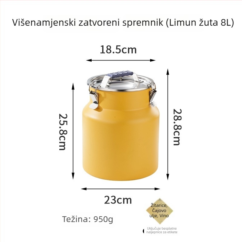 Nerđajući čelični okrugli spremnik za pohranu s kapacitetom 5L+ — spremnik za očuvanje svježine, Hongjunda