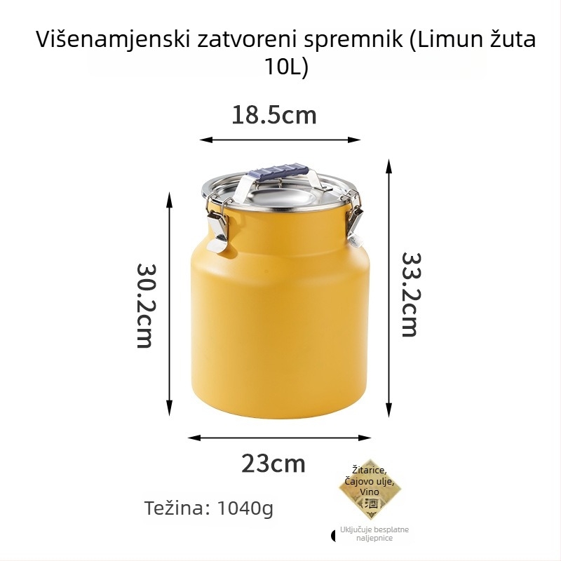 Nerđajući čelični okrugli spremnik za pohranu s kapacitetom 5L+ — spremnik za očuvanje svježine, Hongjunda