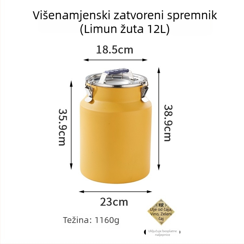 Nerđajući čelični okrugli spremnik za pohranu s kapacitetom 5L+ — spremnik za očuvanje svježine, Hongjunda