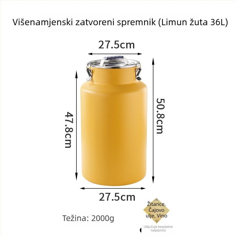 Nerđajući čelični okrugli spremnik za pohranu s kapacitetom 5L+ — spremnik za očuvanje svježine, Hongjunda