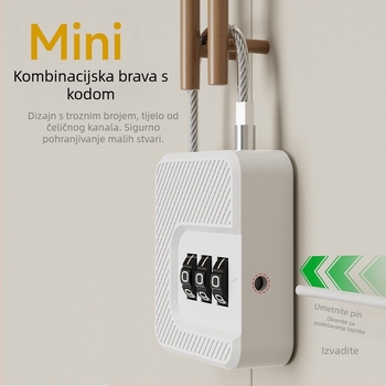 Katanac s kodom, mali katanac za prtljagu — ABS + nerđajući čelik, model F337, debljina šipke 3 mm, razmak šipki 30 mm