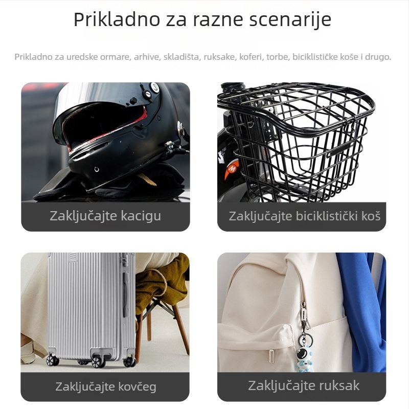 Katanac s kodom, mali katanac za prtljagu — ABS + nerđajući čelik, model F337, debljina šipke 3 mm, razmak šipki 30 mm