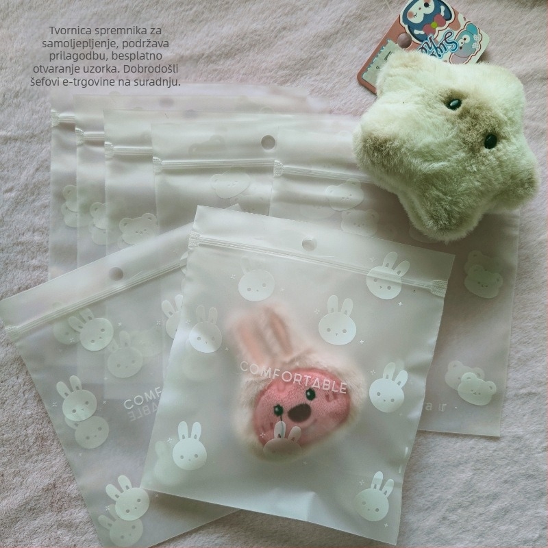 Ling Ling Putna Torba za Pohranu sa Samouzavaranjem, Mat Završna Površina, Slatki Zec i Medvjed Dizajn za Donje Rublje — Broj Artikla 2025072501, Porijeklo Zhejiang Yiwu, Prekogranični Izvoz