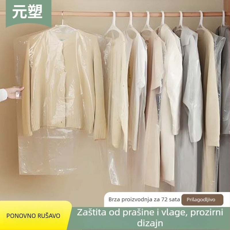 Prozirna vreća za odjeću – Kućna plastična torba za pohranu odjeće, prilagodljiva dvostruka debljina, Artikal 1213