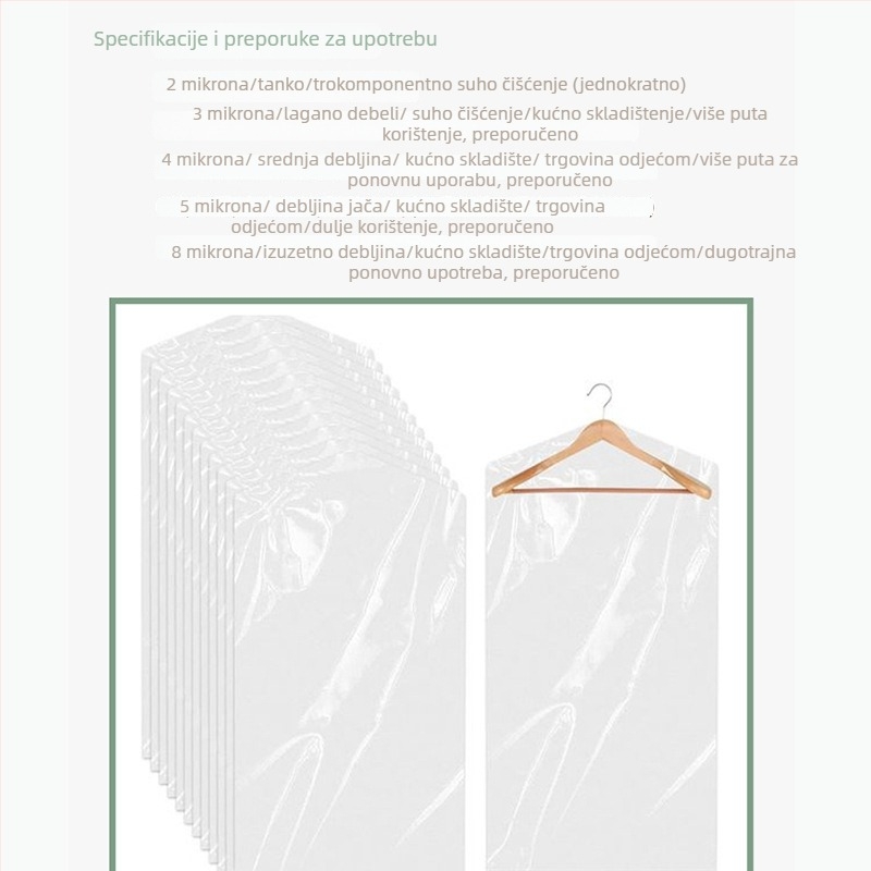 Prozirna vreća za odjeću – Kućna plastična torba za pohranu odjeće, prilagodljiva dvostruka debljina, Artikal 1213