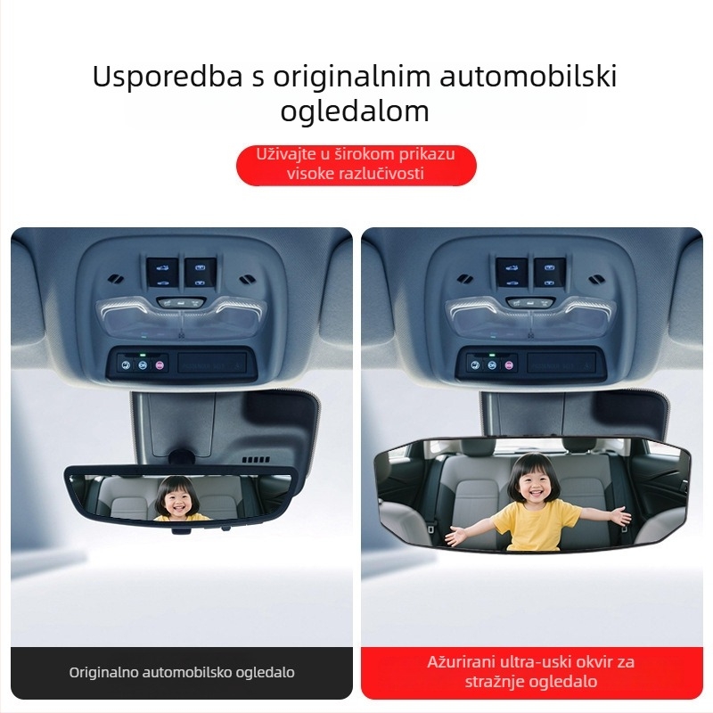 Bymaocar BY-1871 Unutarnji automobilni retrovizor – široko vidno polje, visoka rezolucija, zakrivljeni širokokutni ogledalo, ogledalo za praćenje djeteta na stražnjem sjedalu