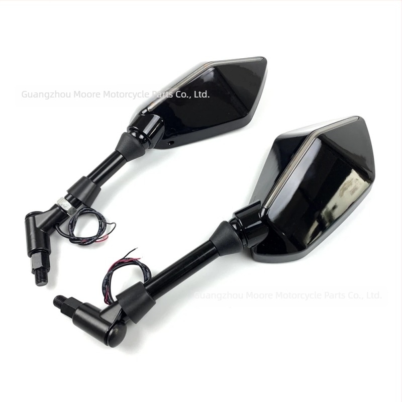 Retrovizor za motocikl s dvostrukim LED svjetlima i signalizacijom, univerzalni model M7211, ABS+staklo, visoka otpornost na udarce