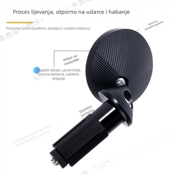 Motociklističko kružno retrovizor od aluminijske legure - kućište od aluminijske legule, kružni reflektor, univerzalna kompatibilnost