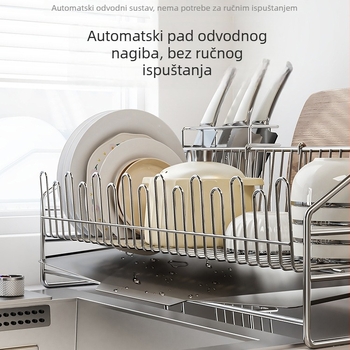 Stalak za odvode posuđa od nehrđajućeg čelika 304, bez montaže, pravokutnog oblika, moderni minimalistički stil kuhinjske pohrane