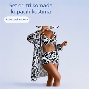 Tromeset ženski kupaći set, otisak, brzo sušeći poliester, s umetkom za dojke (bez žične potpore), 280 g, porijeklo Xingcheng